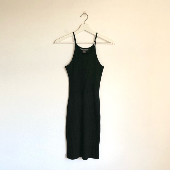 French Connection Dresses & Skirts - NWT French Connection Black Ribbed Midi Dress Size US 2 Chic Minimalist Neutral